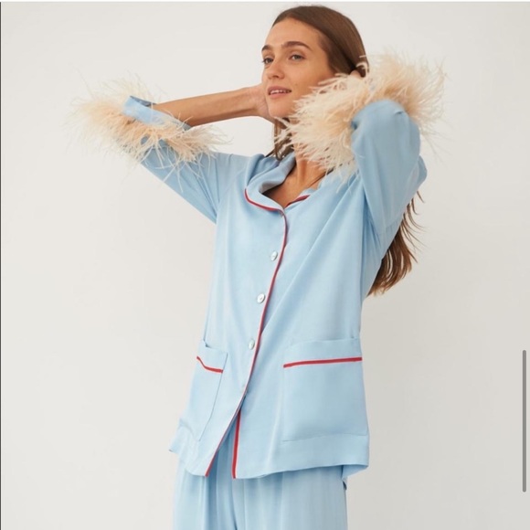 Sleeper Party Pajama Shirt with Feathers in Blue size - S SOLD OUT EVERYWHERE - Picture 2 of 8